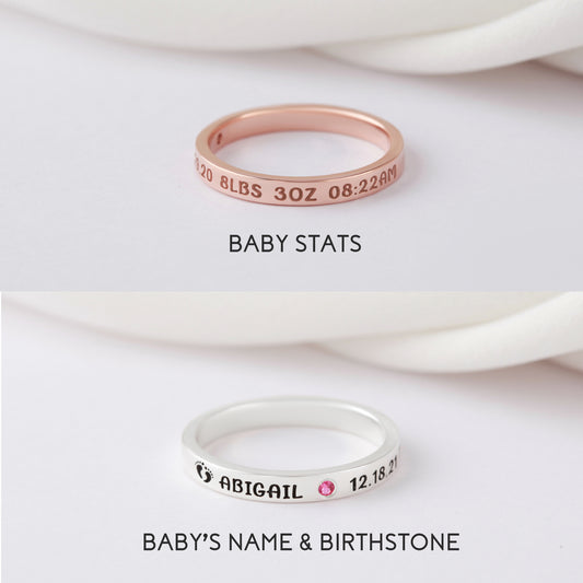 New Mom Ring, First Time Mother Gift, Baby Name Ring by Green Millie
