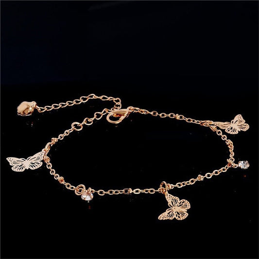 Boho Butterfly Charm Anklet For Women Gold/Silver by Red Iphigenia