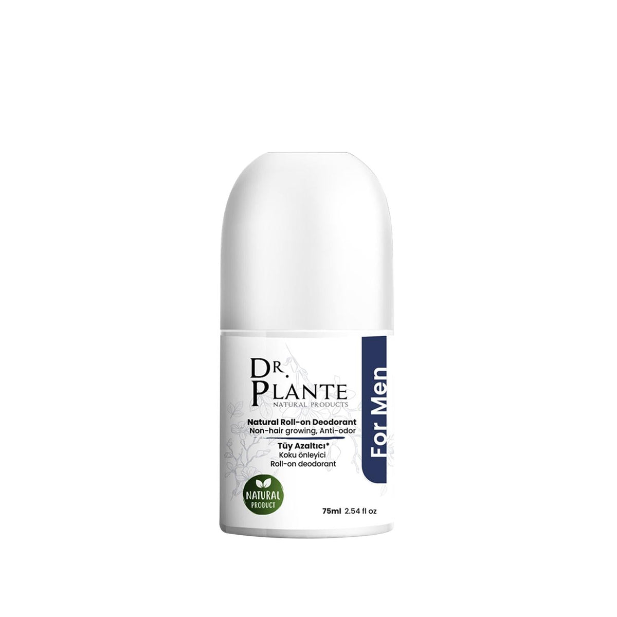 Dr.Plante Natural Roll-On Deodorant for Men - Hair Reduction, Chemical-Free, 1.69 fl ozDeodorantTorqelo.com