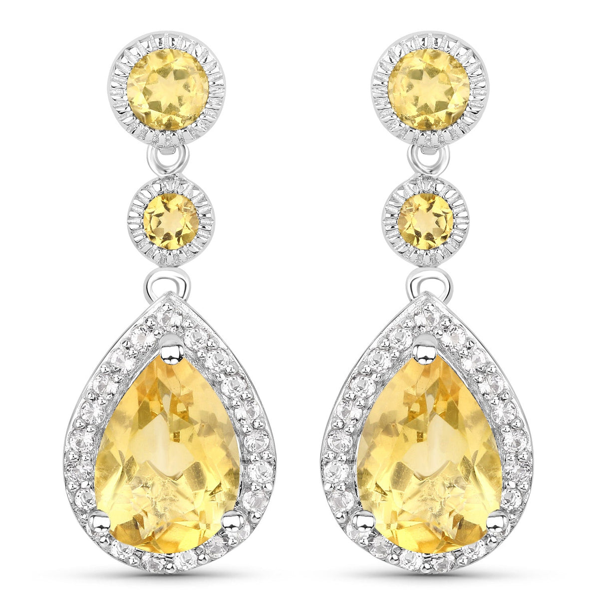 7.06 Carat Genuine Citrine and White Topaz .925 Sterling Silver Earrings by Avera Group