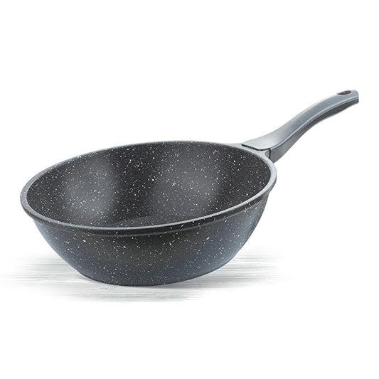 Thermoad 28cm Aluminum Die-Cast Wok Pan Tava - Energy Efficient, Lightweight, Non-Stick Granite Coated, PFOA & PFAS Free by Beauty Care Bag