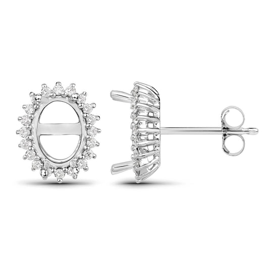 Avera Group 0.26 ct genuine white diamond earrings in 14K white gold