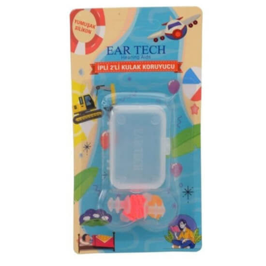 Ear Tech Corded Silicone Earplugs for Noise & Water 1 Pair by Beauty Care Bag