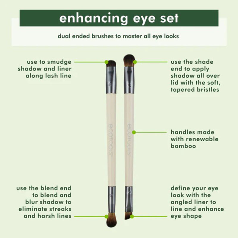 EcoTools Eye Enhancing Duo Set Dual-Ended Brushes 2-Piece by Beauty Care Bag