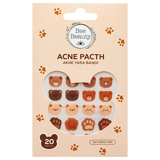 Bee Beauty Bear Design Acne Pimple Patch - 20 Count Hydrocolloid Bandage with Tea Tree Oil, Cooling & Non-Medicated, Acne Spot Treatment by Beauty Care Bag