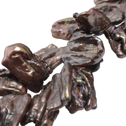 Freshwater Bronze Biwa Pearl Strand 16 Inch - Natural Baroque Shape by Continental Bead Suppliers