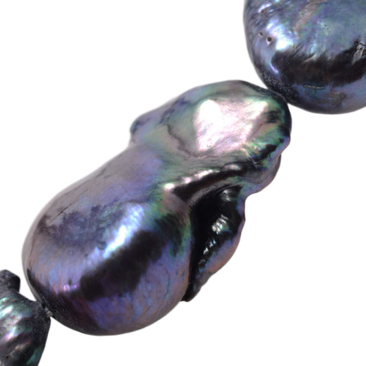 Freshwater Peacock Semi-Baroque Pearl Strand 15.5in by Continental Bead Suppliers