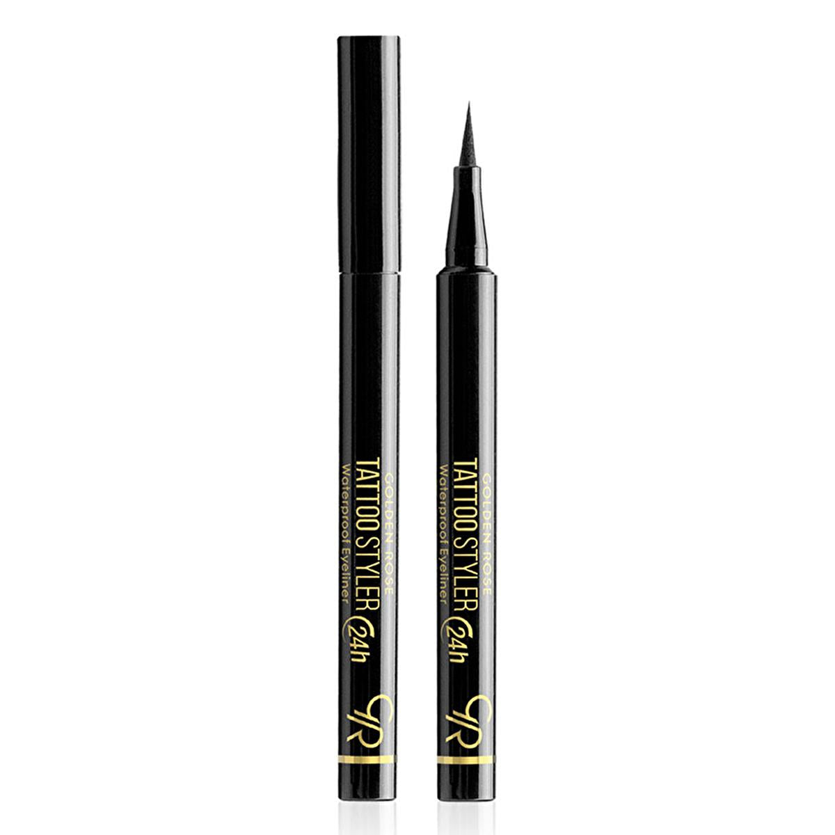 Golden Rose Waterproof Vegan Tattoo Styler Eyeliner Midnight Black - Long-Lasting, Matte Black Cosmetic for Dramatic Eye Looks by Beauty Care Bag