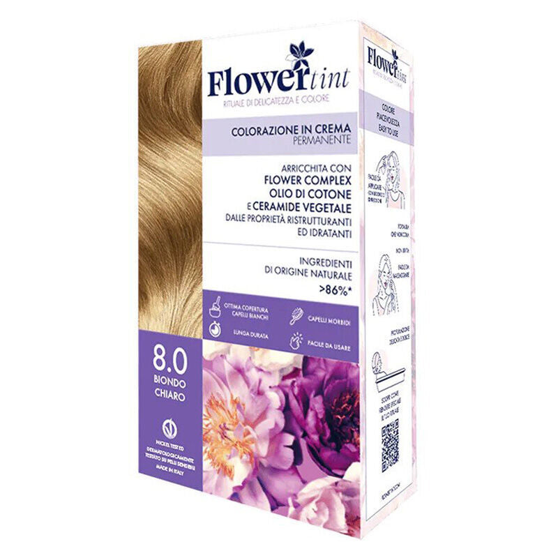 Flowertint Colorazione In Crema Hair Color Kit 8.0 Light Blonde by Beauty Care Bag