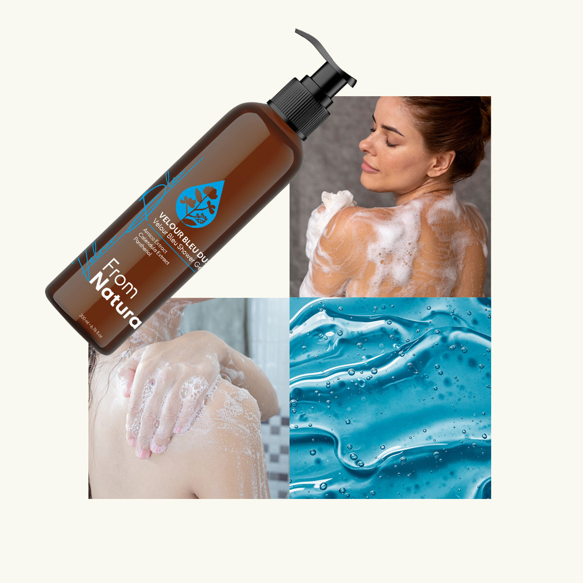 From Natura Velour Bleu Shower Gel for Silky Skin 200 ml by Beauty Care Bag