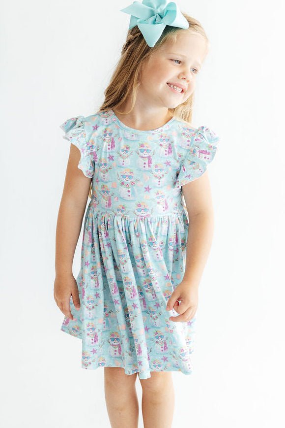 Frosty in Paradise Flutter Sleeve Twirl DressTwirl Dress - FlutterTorqelo.com