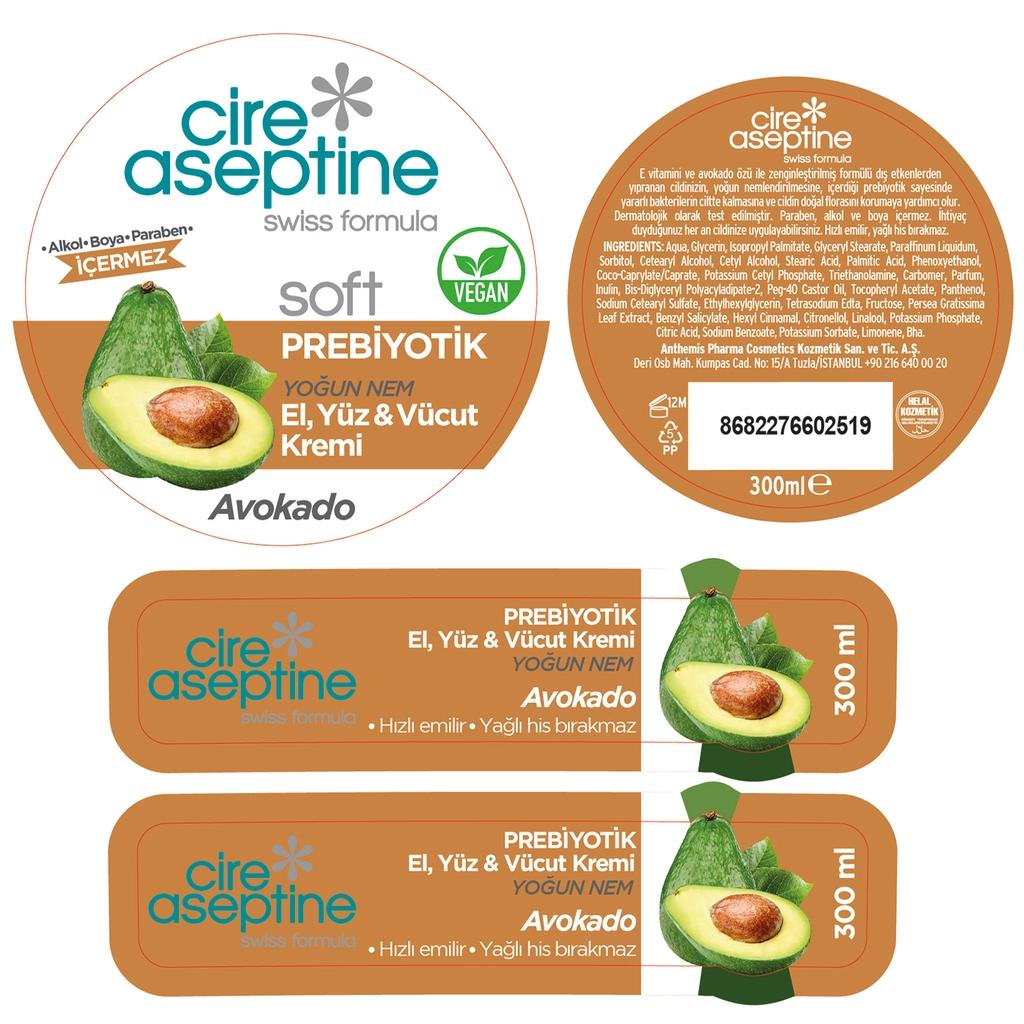 Cire Aseptine Soft Avocado Prebiotic Moisturizing Cream 300 ml by Beauty Care Bag