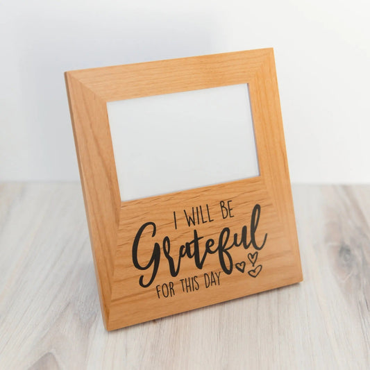 Grateful wood photo frame, 4x6 Photo Frame for Desk, Office Decor Gift for Her, coworker gift, special occasion memento by Joyful Moose