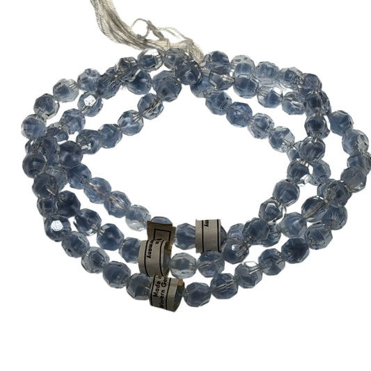 Vintage German Glass Beads 1940s GivrΓ© Light Blue Faceted 10mm - 30 Bead Strand by Continental Bead Suppliers