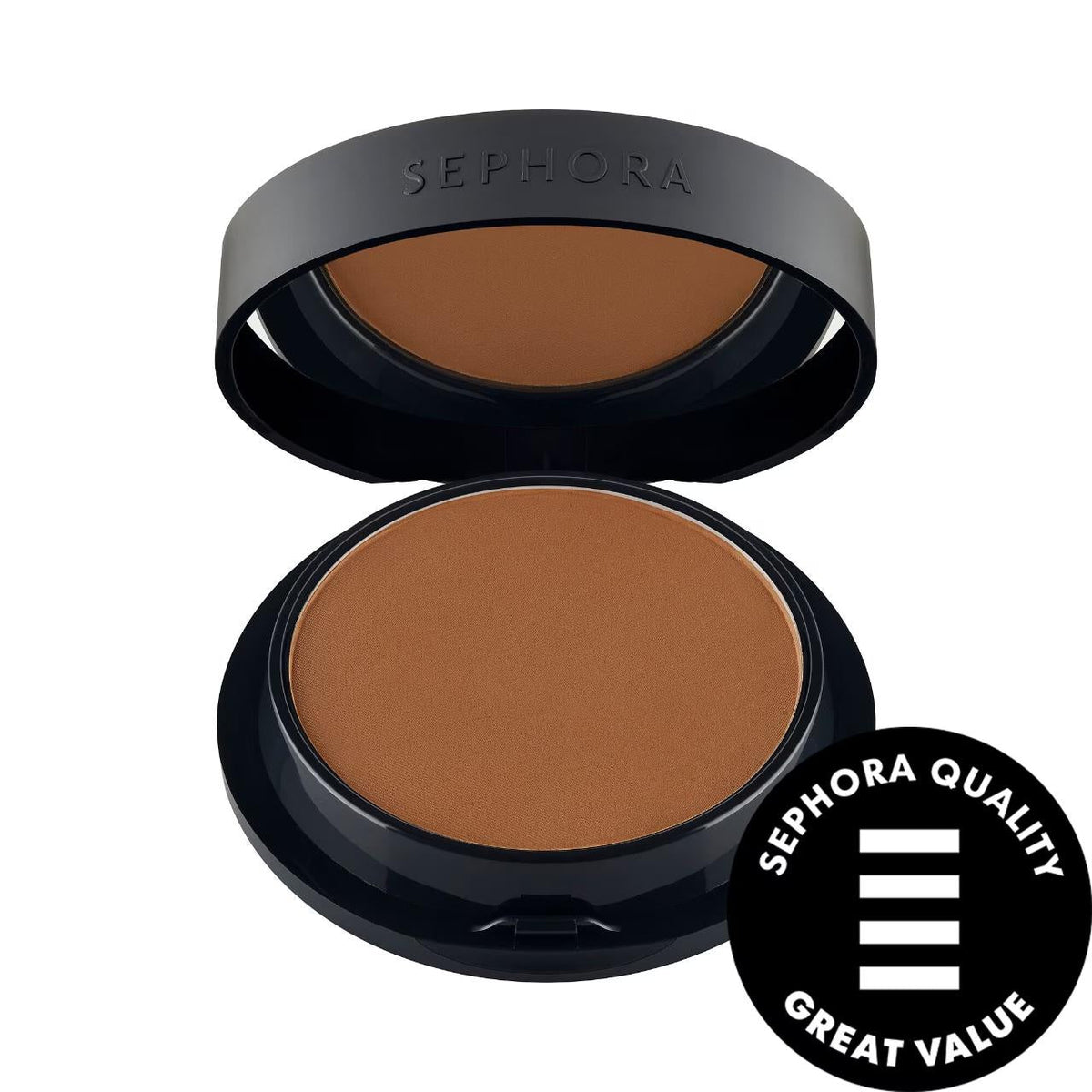 Long-wearing matte pressed powder foundation