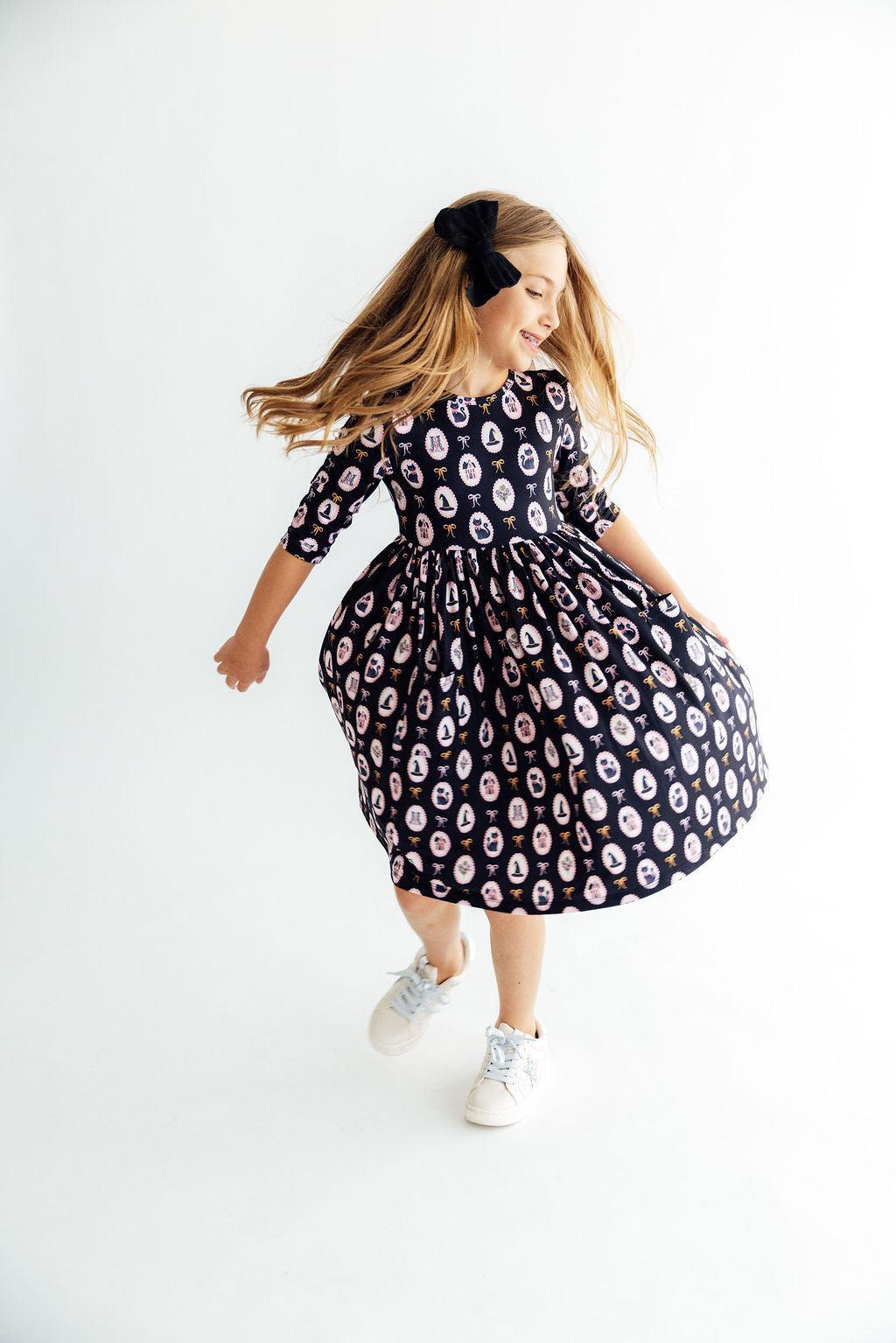 Hocus Pocus 3/4 Sleeve Pocket Twirl DressTwirl Dress - 3/4 - PocketTorqelo.com