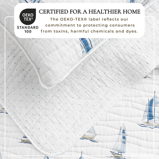 Coastal Blue Sailboat Quilt Set - Marzano Collection by Great Bay Home