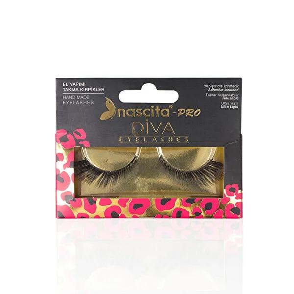 Nascita Diva Series False Eyelashes - Handmade 3D Black Eyelash Extensions for Enhanced Eye Makeup by Beauty Care Bag