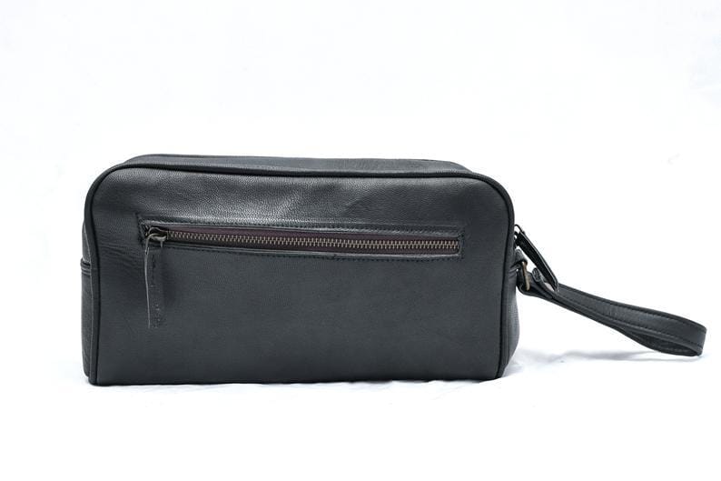 The Twin Section Toiletry- Black by Classy Leather Bags