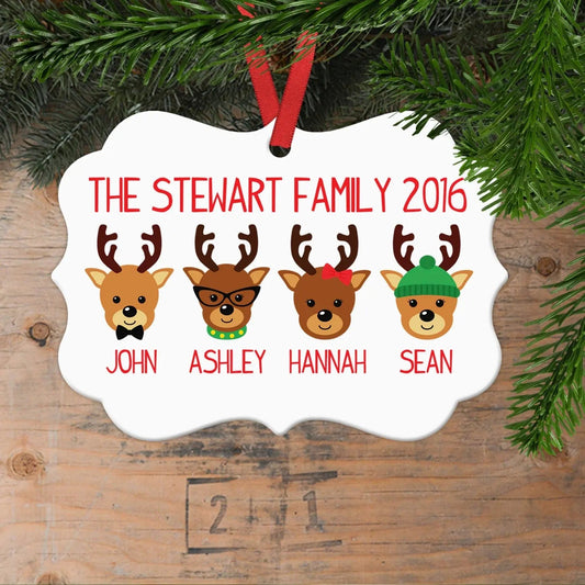 Christmas Ornament Reindeer - Custom Family of 4 Gift Idea under 15 - Black Friday Shopping Christmas Ornaments by Joyful Moose