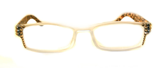 Xena, (Bling) Women Reading Glasses W (Light Colorado, Hematite) Genuine European Crystals (Frosted Clear, Brown Leopard) NY fifth avenue by NY Fifth Avenue