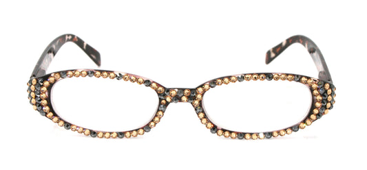 Isabella, (Bling) Reading Glasses Women W (Full All Over) (L. Colorado, Hematite) Genuine European Crystals (Leopard) NY Fifth Avenue by NY Fifth Avenue