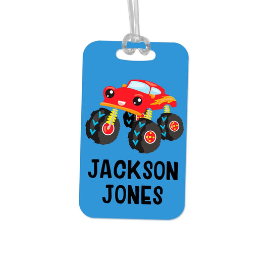 Boys Backpack Name Tag, Monster Truck School Bag Tag, Boy Back to School Gift by Joyful Moose