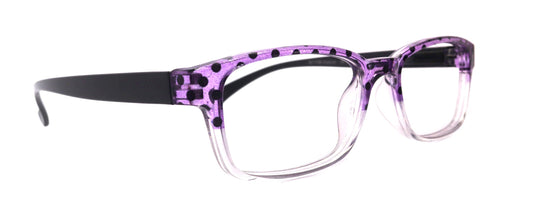 Julia, Premium Reading Glasses High End Reading Glass +.50 to +6 magnifying glasses (Purple Polka Dot) (Square) optical Frames by NY Fifth Avenue