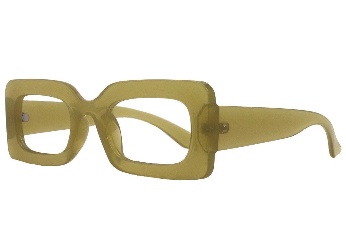 Sophie Premium Reading Glasses, High End Readers +1.25..+3 Magnifying Glasses Olive transparent Rectangular NY Fifth Avenue by NY Fifth Avenue