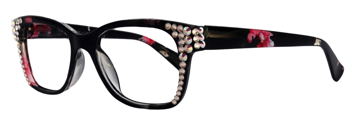 Azul, (Bling) Reading Glasses 4 Women W (Clear)Genuine European Crystals. Black NY Fifth Avenue (Wide frame) by NY Fifth Avenue