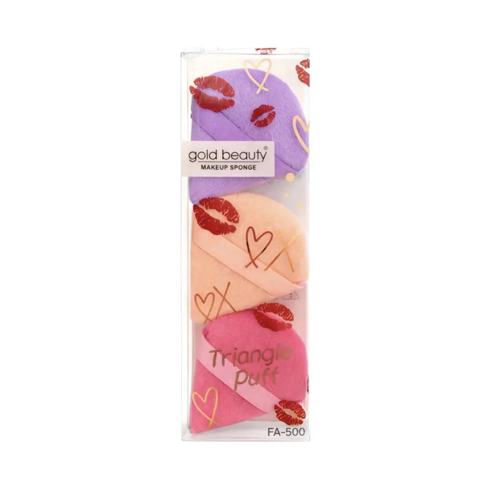 Gold Beauty Triangle Makeup Sponge 3-Piece Set FA-500 by Beauty Care Bag