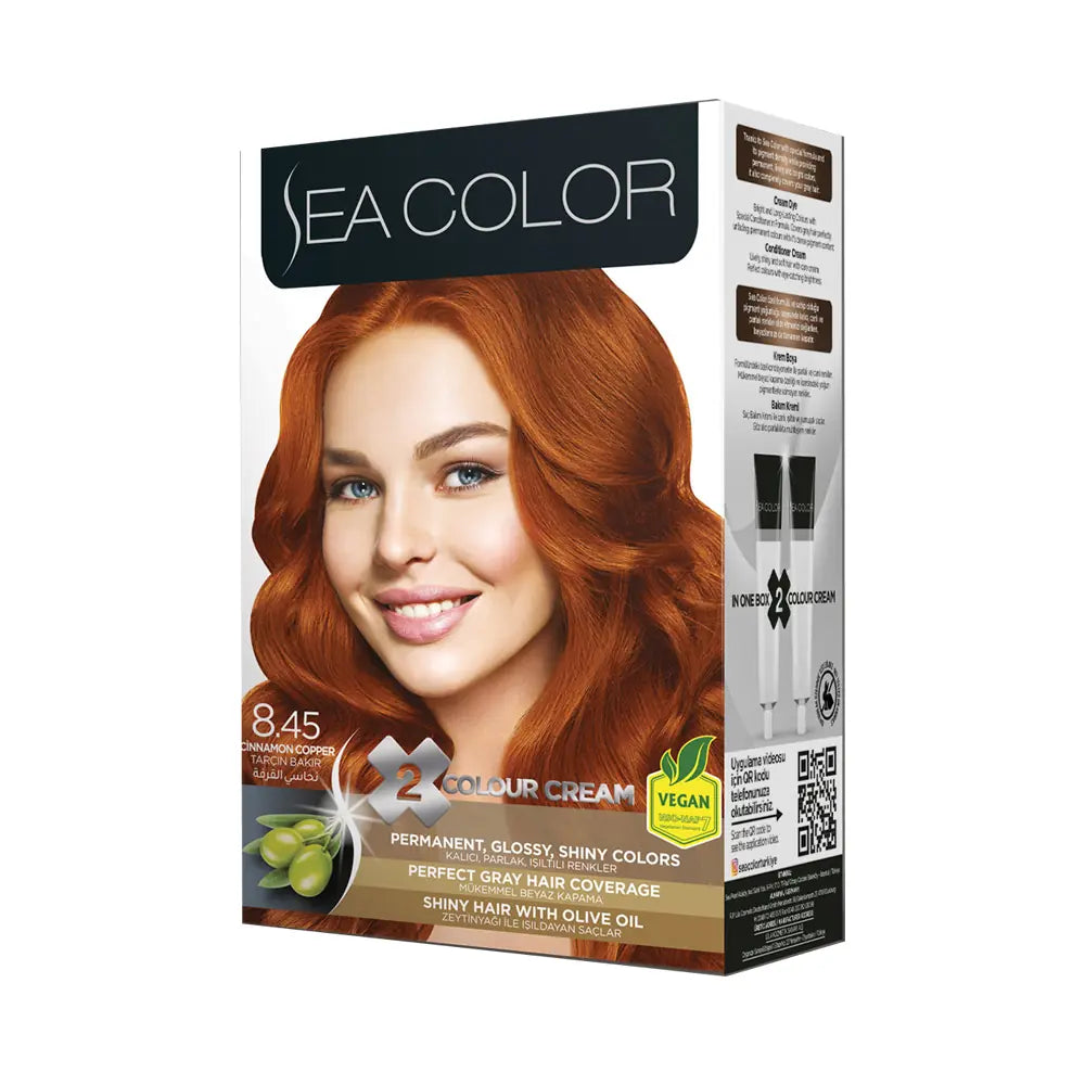 Sea Color 8.45 Cinnamon Copper Hair Dye Set 2-Pack by Beauty Care Bag