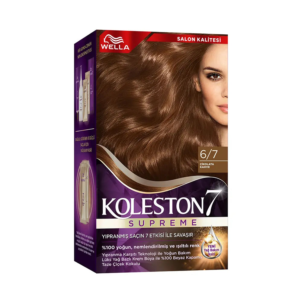 Wella Koleston 6/7 Chocolate Brown Permanent Hair Dye Kit by Beauty Care Bag