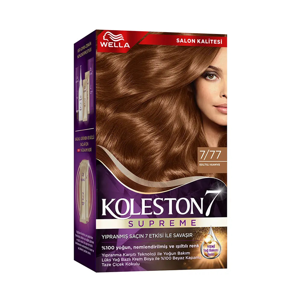 Wella Koleston 7/77 Permanent Hair Color Kit Radiant Brown by Beauty Care Bag