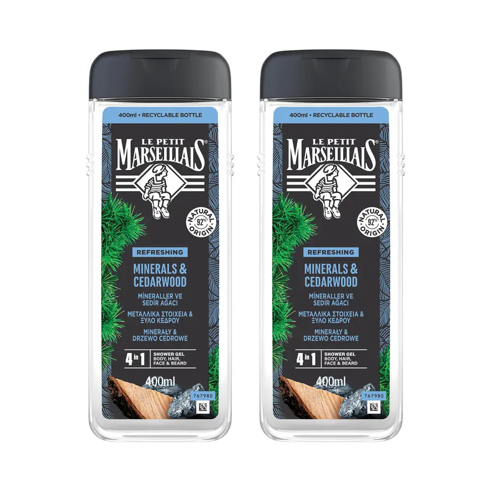Le Petit Marseillais Minerals & Cedarwood Shower Gel Duo 2x400ml by Beauty Care Bag