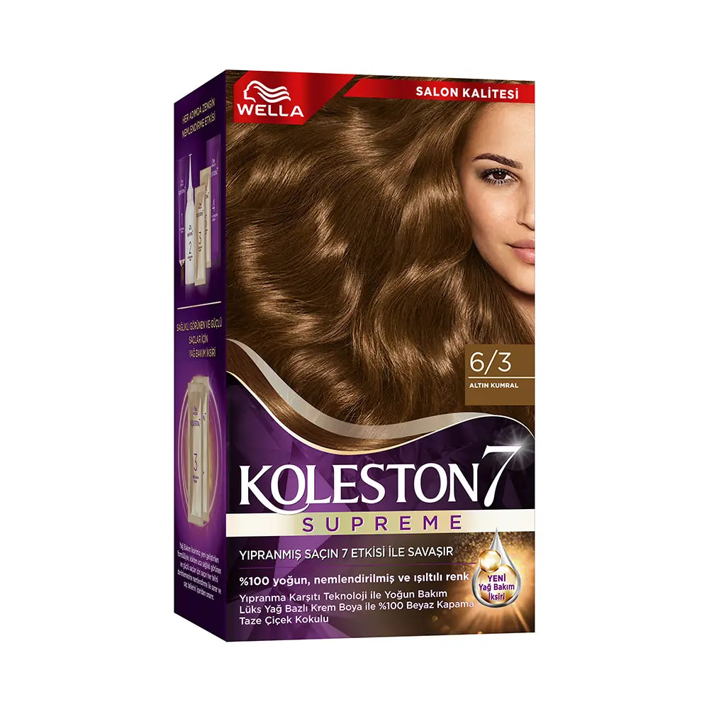 Wella Koleston 6/3 Golden Dark Blonde Permanent Hair Dye Kit by Beauty Care Bag