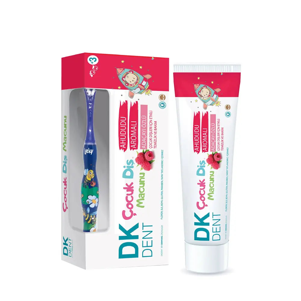 Dk Dent Kids Raspberry Fluoride-Free Toothpaste & Brush 50ml by Beauty Care Bag