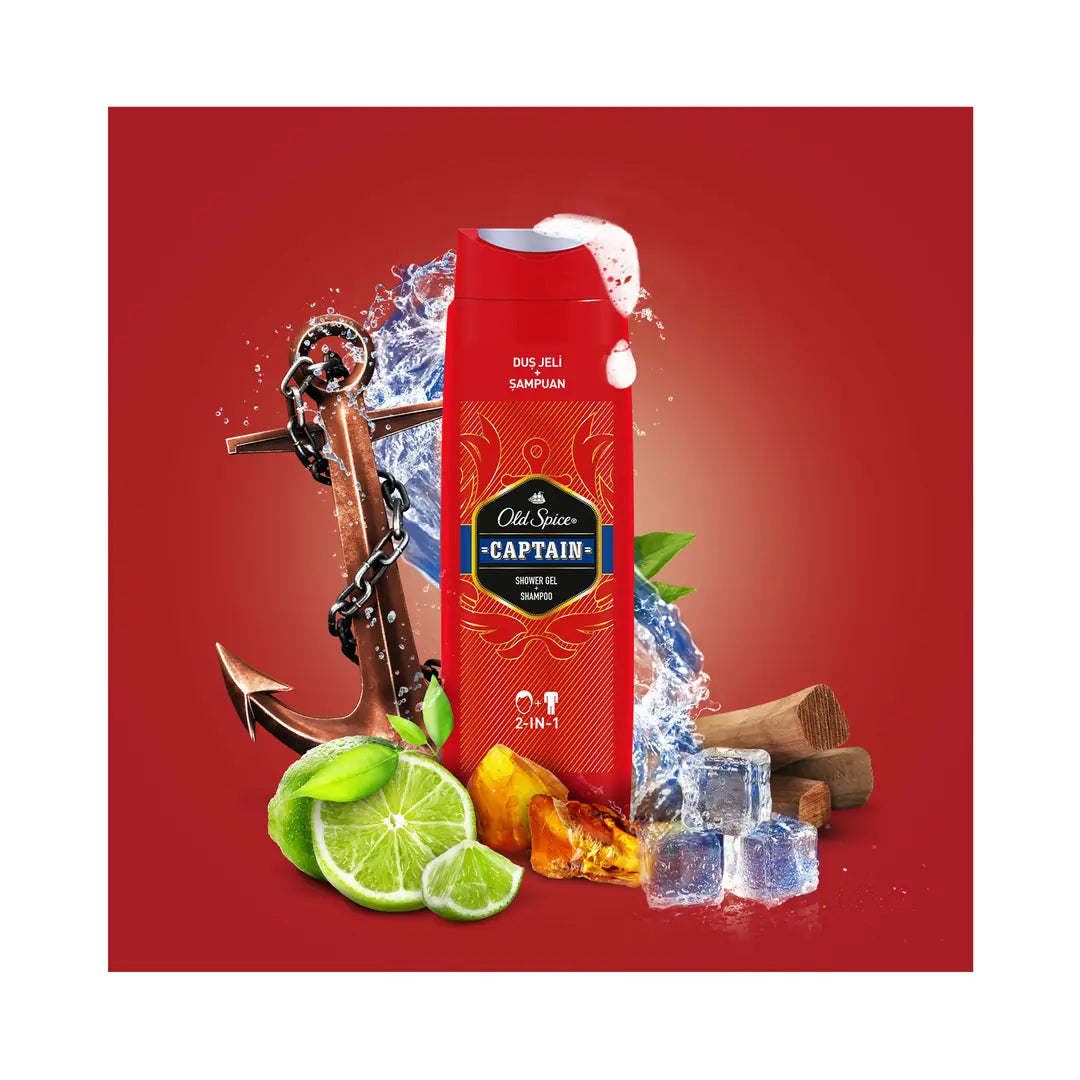 Old Spice Captain Shower Gel & Shampoo for Freshness 400ml by Beauty Care Bag