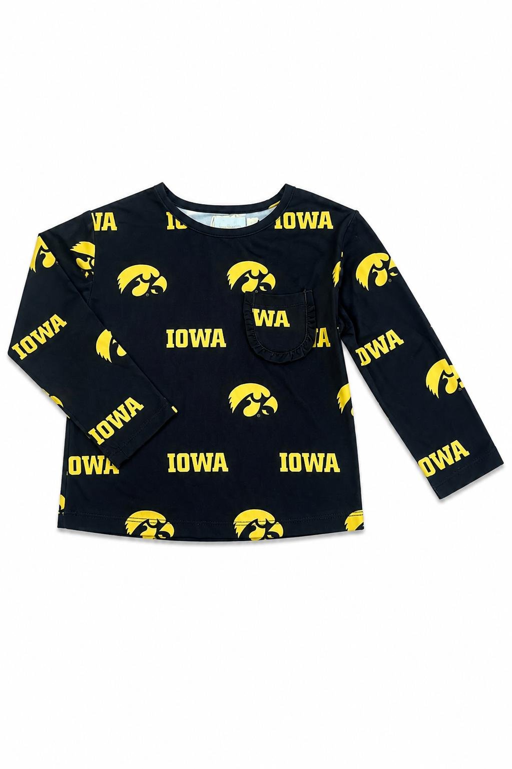 Iowa Black Tigerhawk L/S Ruffle Pocket TeeRuffle Pocket Tee-L/STorqelo.com