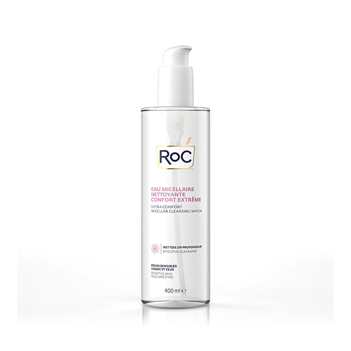 RoC Micellar Cleansing Water - Gentle & Hydrating Makeup Remover for Sensitive Skin | Deep Pore Cleansing, Mineral Enriched, Alcohol-Free (13.53 fl oz) by Beauty Care Bag