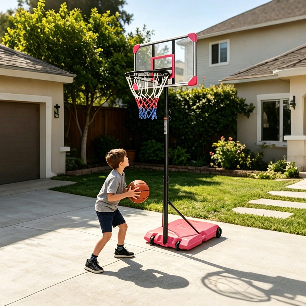 Kids Basketball Hoop Adjustable 5.6-7ft with WheelsBasketball HoopTorqelo.com