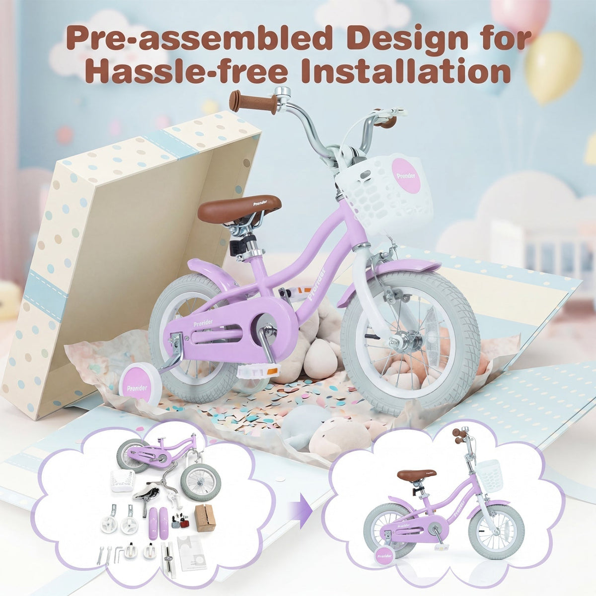 Kids Bike 12 Inch with Training Wheels and Storage BasketKids BikeTorqelo.com