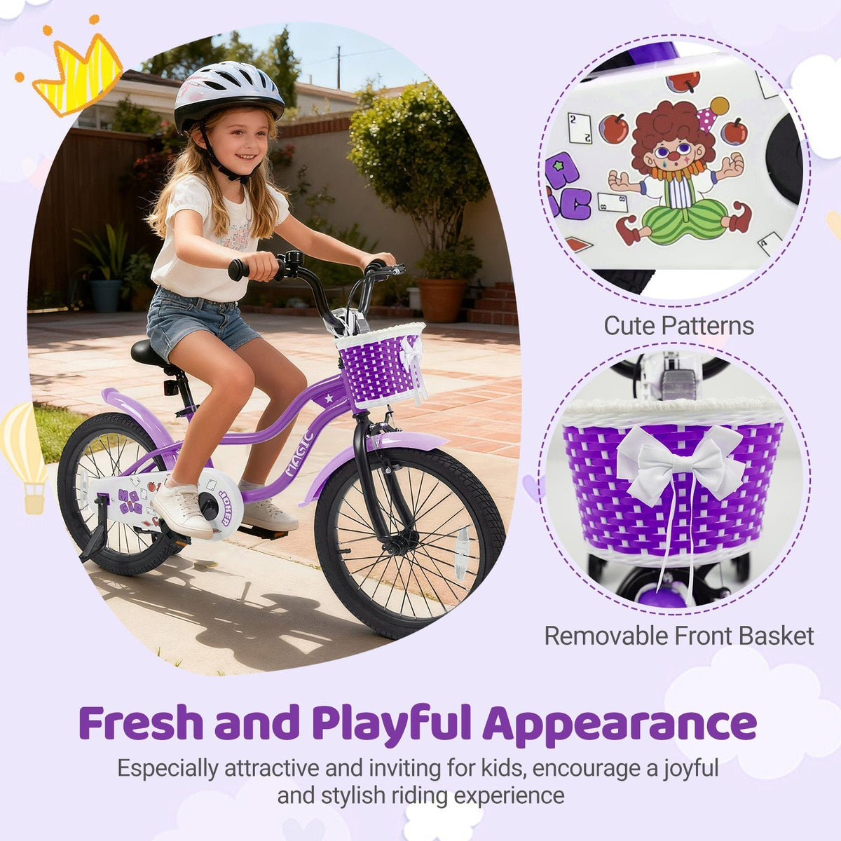 Kids Bike with Training Wheels 12-18 Inch - PurpleKids BikeTorqelo.com