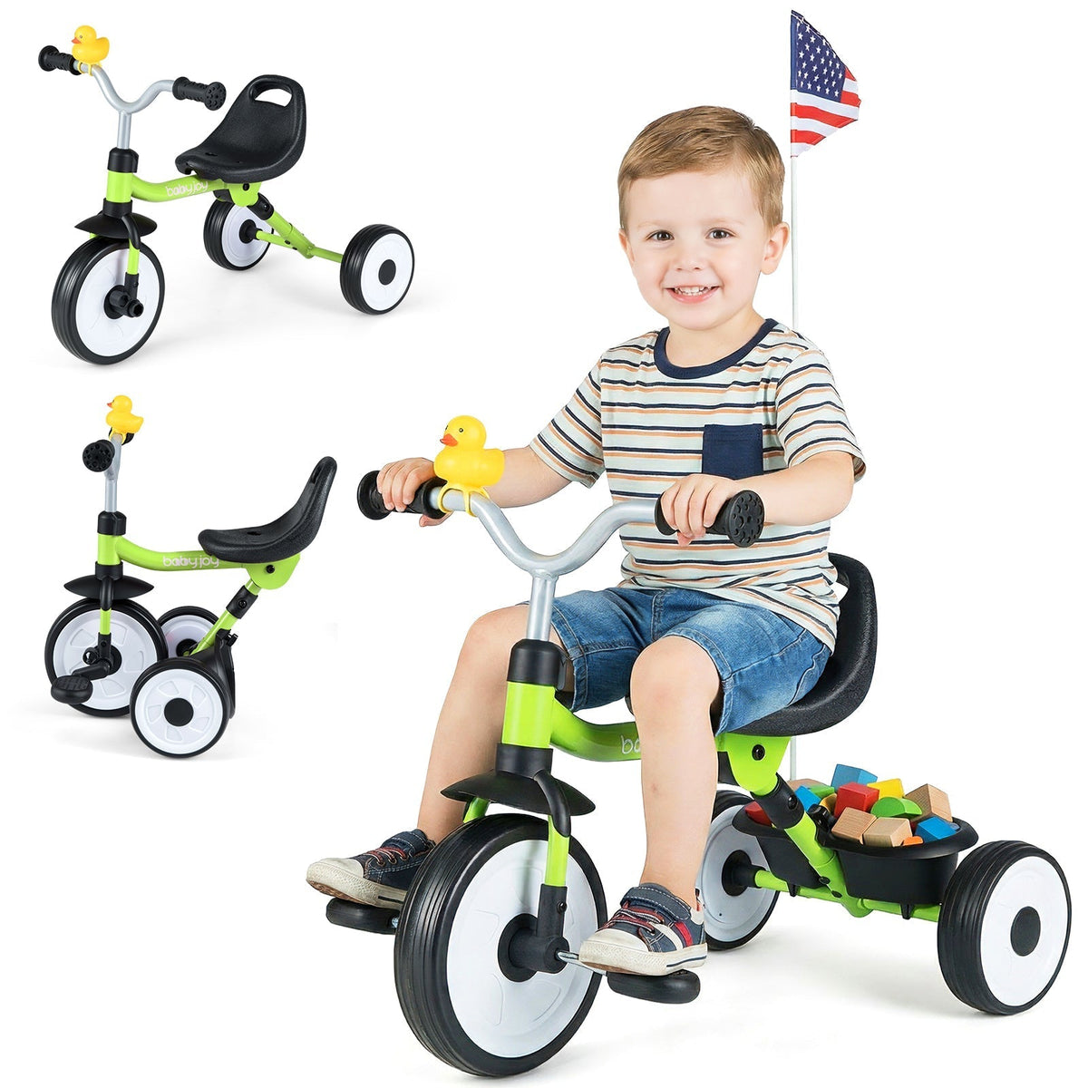 Kids Outdoor Table and Chair Set with 2 Folding Chairs and Height Adjustable UmbrellaTorqelo.com