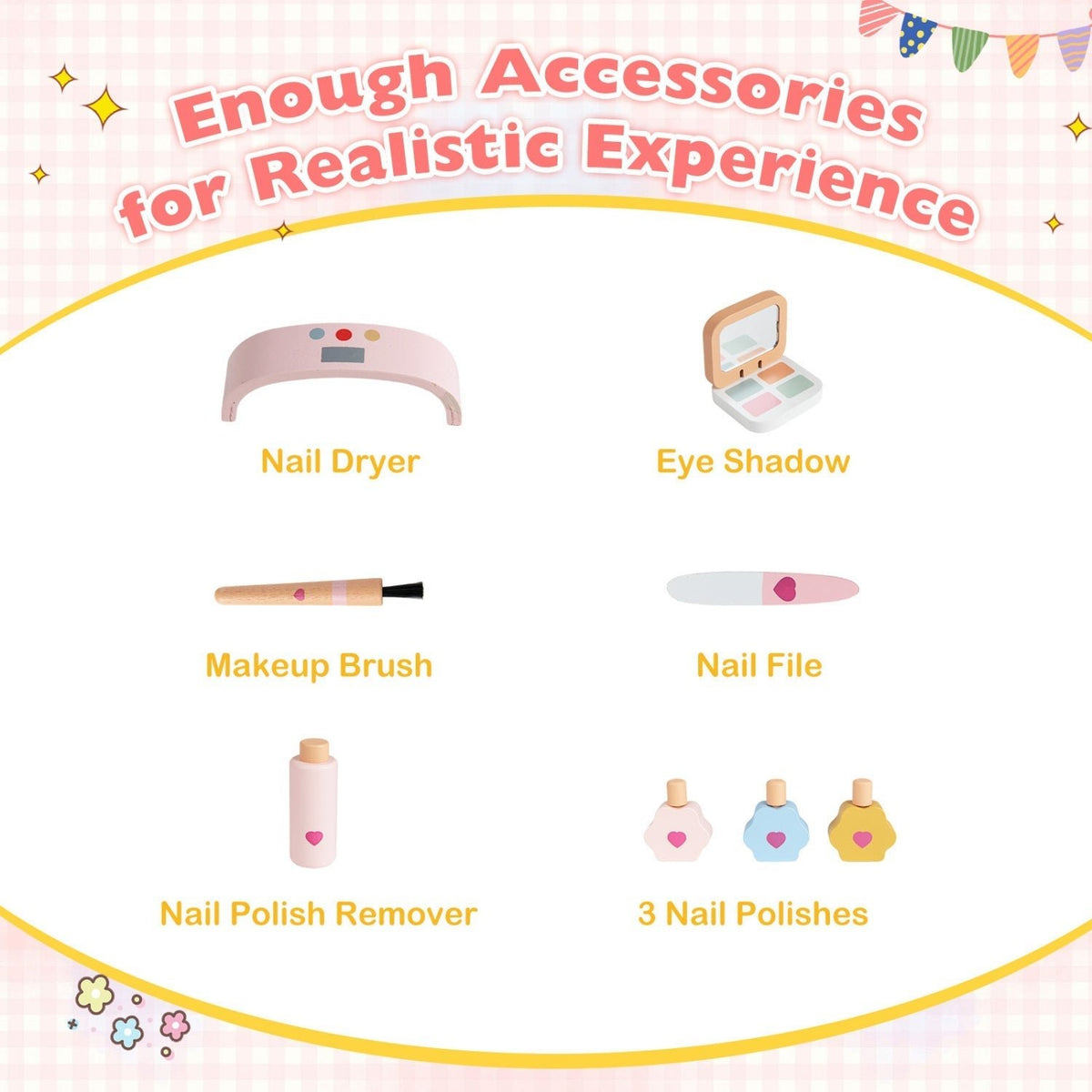 Kids Pretend Nail Salon Playset with Table and StoolsKids VanityTorqelo.com