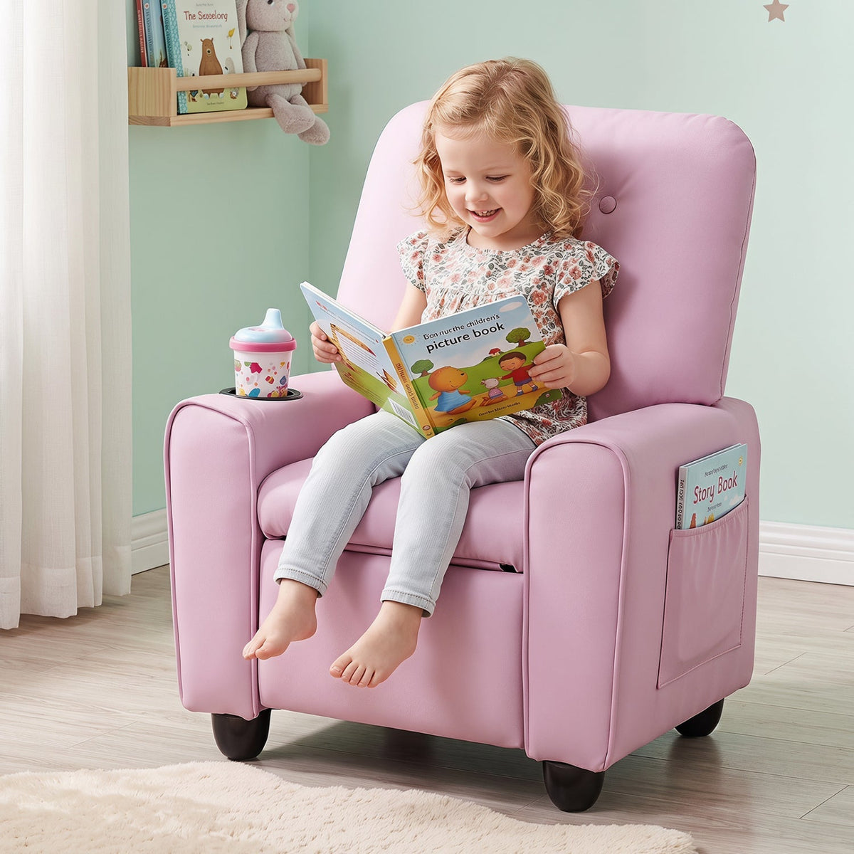 Kids Recliner Chair with Cup Holder & Adjustable BackrestKids ReclinerTorqelo.com