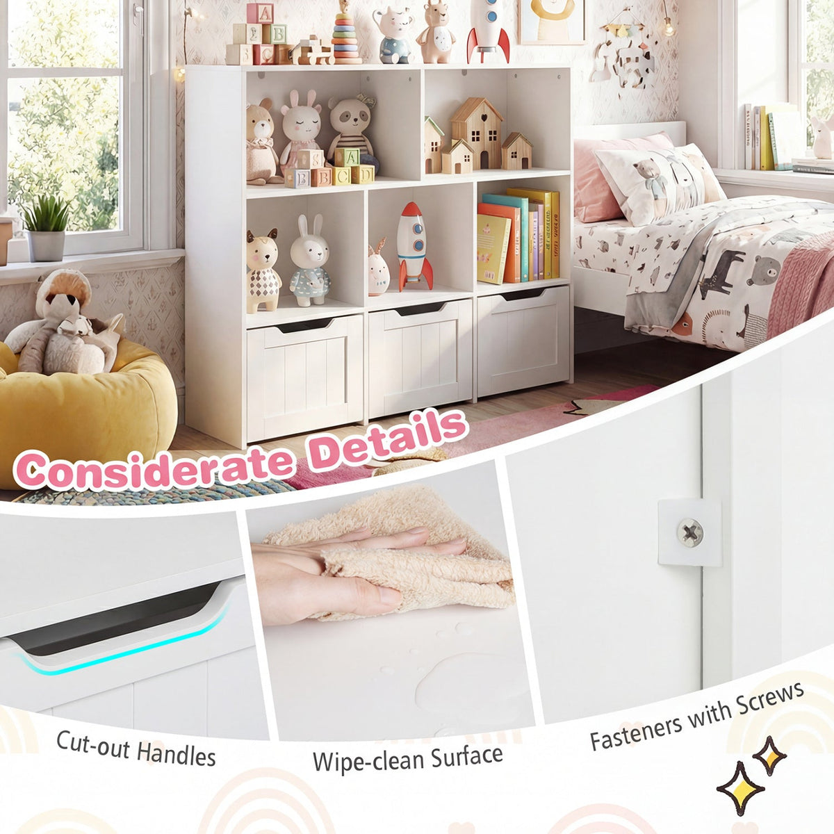 Kids Storage Organizer with 3 Drawers and 5 CubbiesKids StorageTorqelo.com