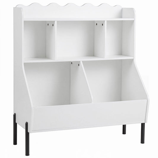 Kids Toy Storage Organizer with 5 Cubes and BookshelfKids Storage FurnitureTorqelo.com