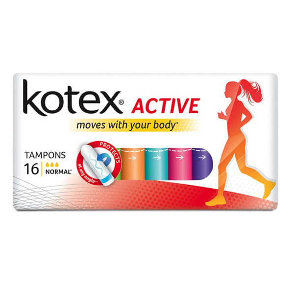 Kotex Active Normal Tampons for Reliable Protection 16-Pack by Beauty Care Bag