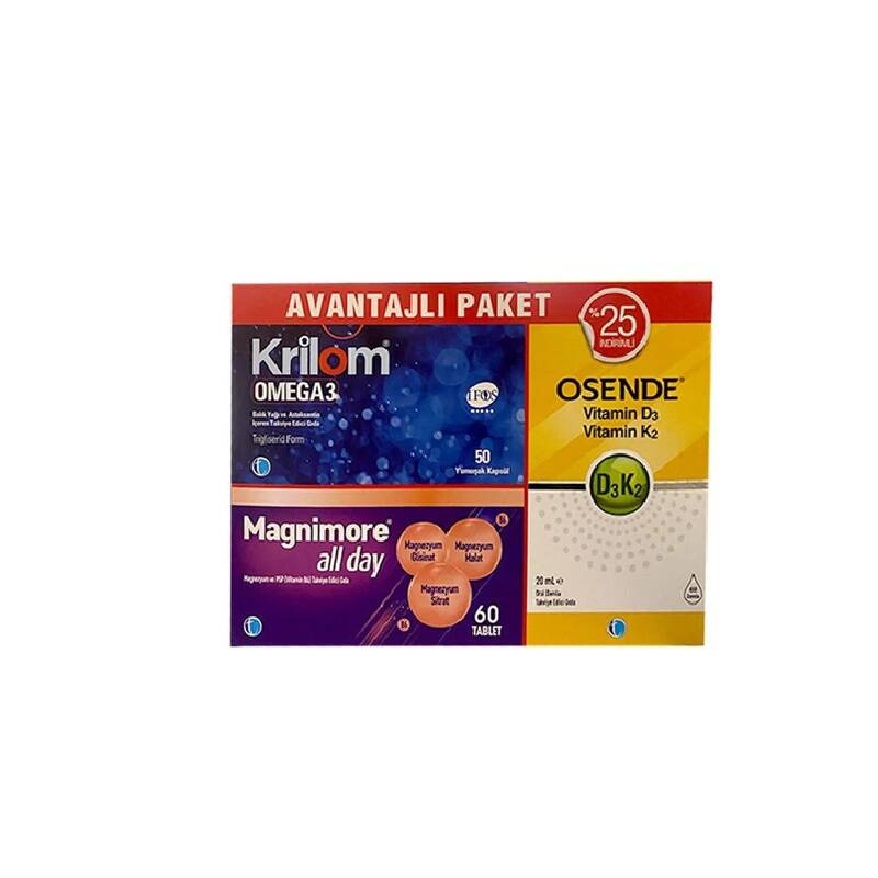 Tab Krilom Omega 3, Magnimore & Osende D3K2 Wellness Bundle by Beauty Care Bag